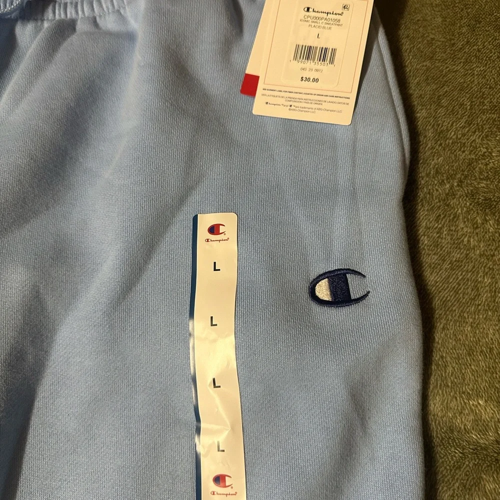 Champion Light Blue Men’s Fleece Joggers with Drawstring